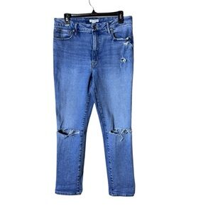 Good American Womens Jeans Size 10 High Rise‎ Straight Leg Distressed Festival